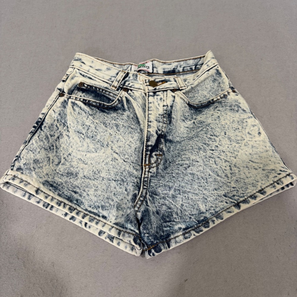 Palmetto's Denim Shorts Womens 7 Blue Acid Wash High Waisted 100% Cotton USA